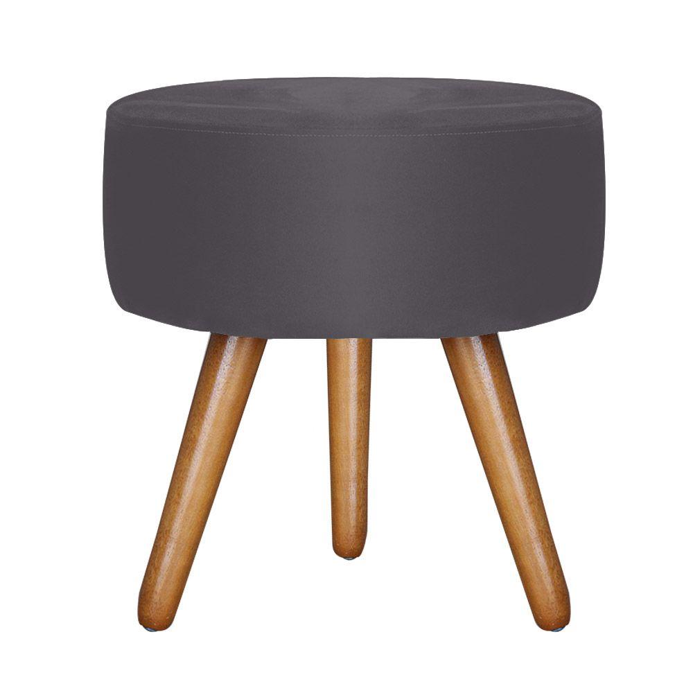 Poltrona Vitória com Puff Bali Decorativo Suede Cinza D'Rost