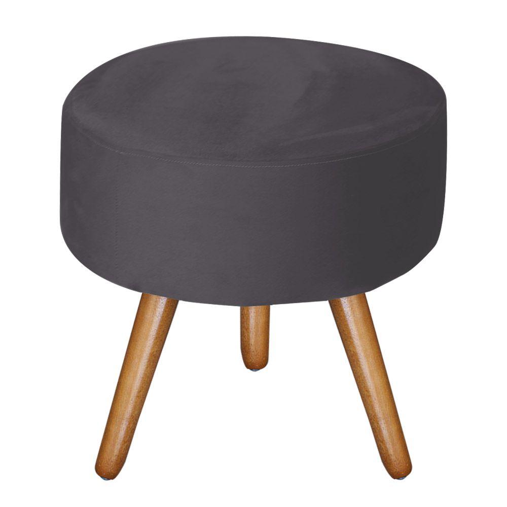 Poltrona Vitória com Puff Bali Decorativo Suede Cinza D'Rost