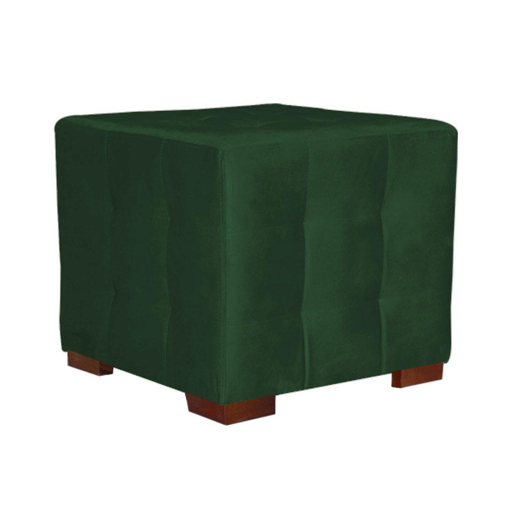 Puff Cuba Decorativo Veludo Verde - D'Rost