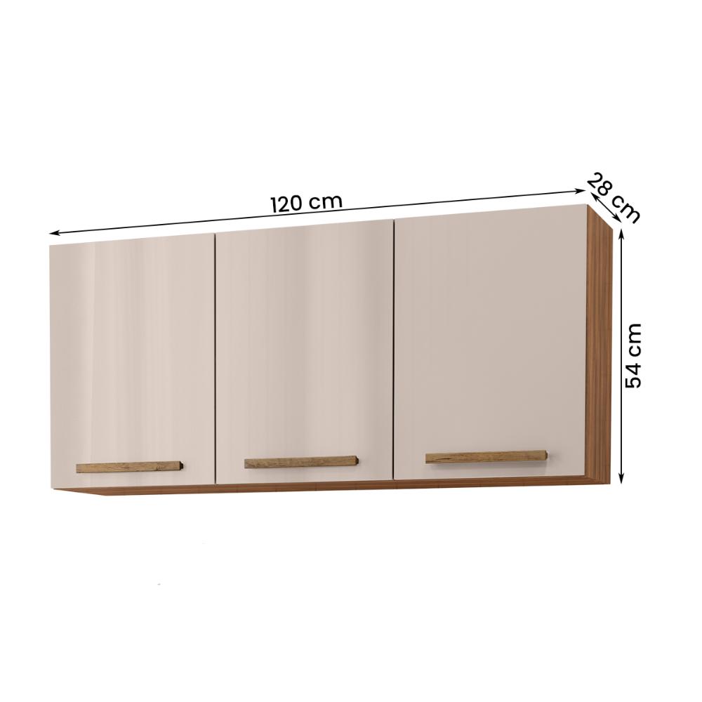 Armario Aereo Pop 120 cm com 3 Portas Freijo/Baunilha