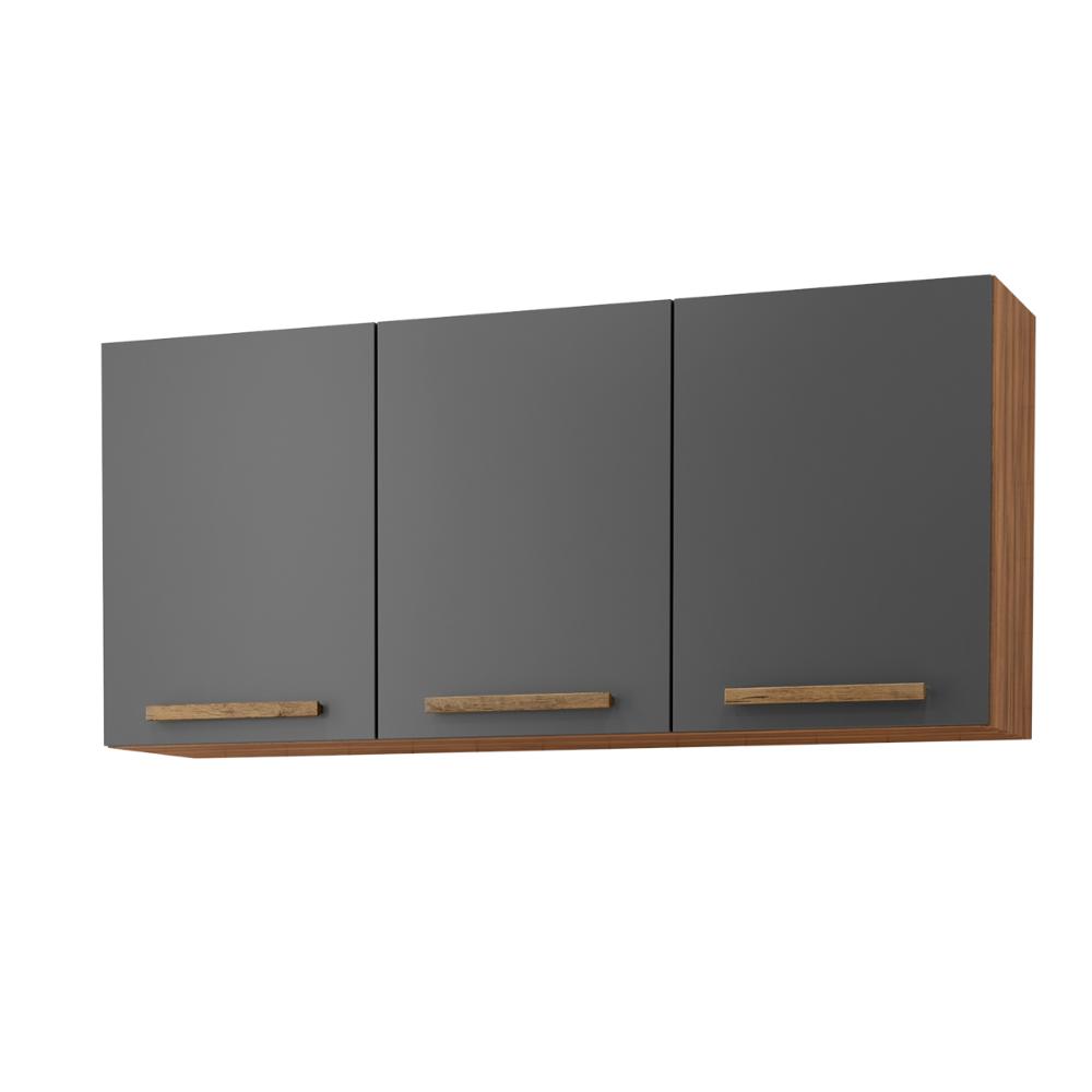 Armario Aereo Pop 120 cm com 3 Portas Freijo/Chumbo