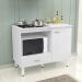 Balcão Cozinha Cooktop Blane 105cm com 1 Porta e 1 Gaveta Branco