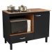 Balcão Cozinha Cooktop Blane 105cm com 1 Porta e 1 Gaveta Preto/Freijo