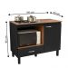 Balcão Cozinha Cooktop Blane 105cm com 1 Porta e 1 Gaveta Preto/Freijo