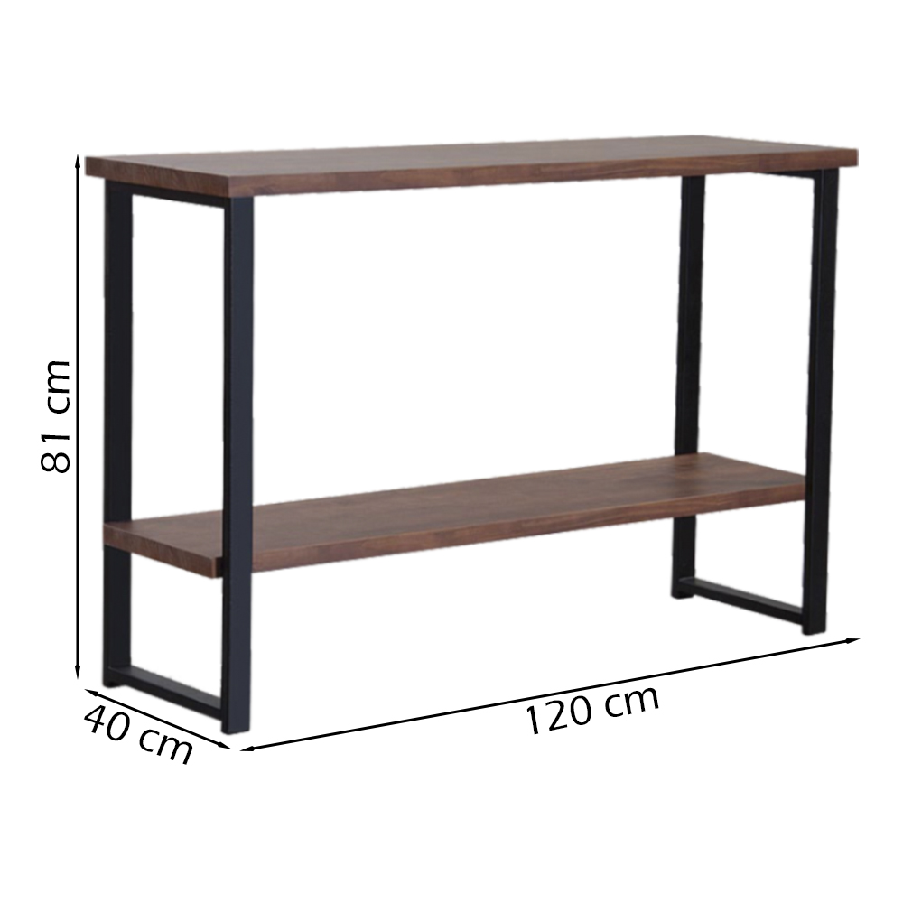 Aparador Para Sala Aço Preto 120 cm I10 Madeira Taeda Castanho Dmobiliario