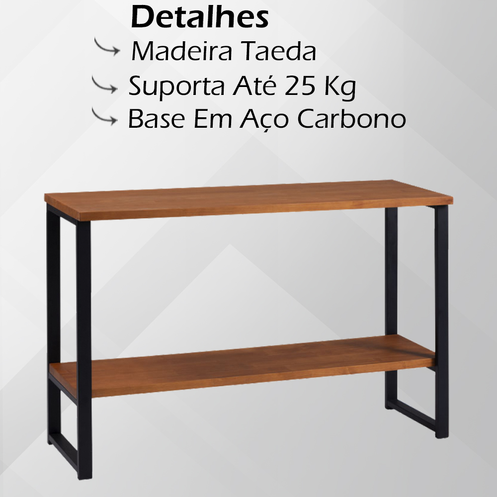 Aparador Para Sala Aço Preto 120 cm I10 Madeira Taeda Mell Dmobiliario