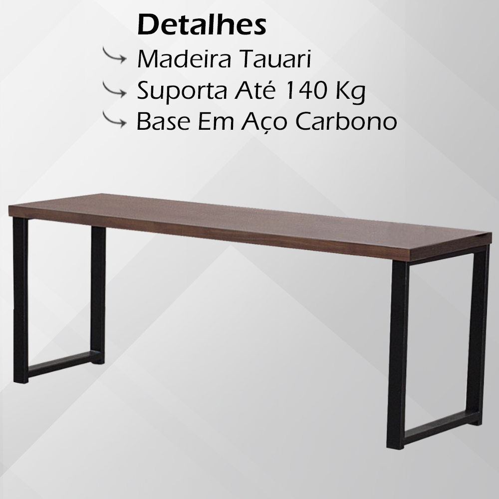 Banco Estilo Industrial Base Aço I11 Castanho Madeira Taeda Dmobiliario
