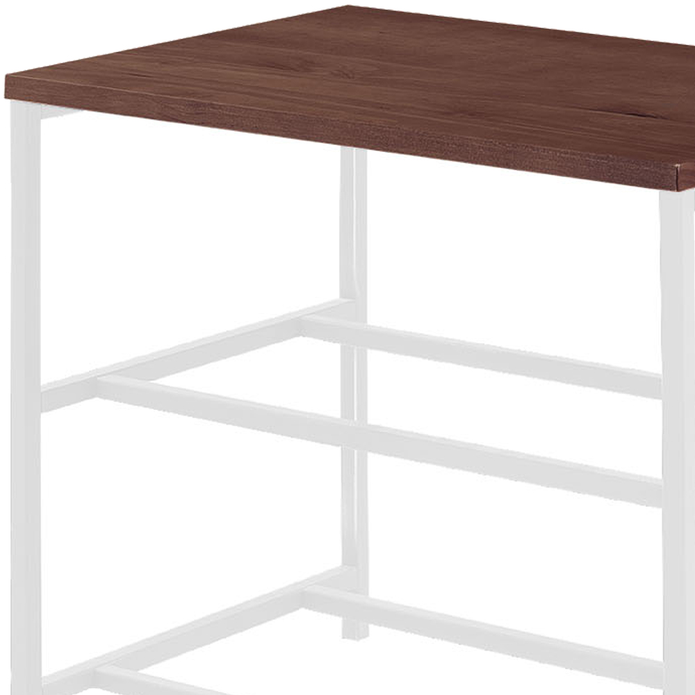 Banco Sapateira Industrial Em Aço Branco F84 Pinus Castanho Dmobiliario