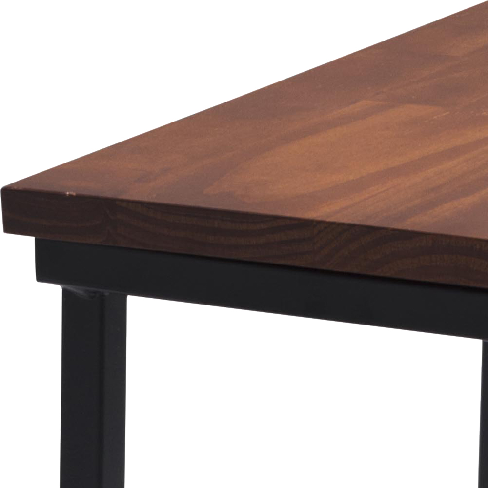 Banqueta Alta Base Aço Preto I02 Madeira Taeda Castanho Dmobiliario