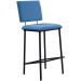 Banqueta Alta Base Em Aço Preto F109 Linho Azul Jeans Dmobiliario