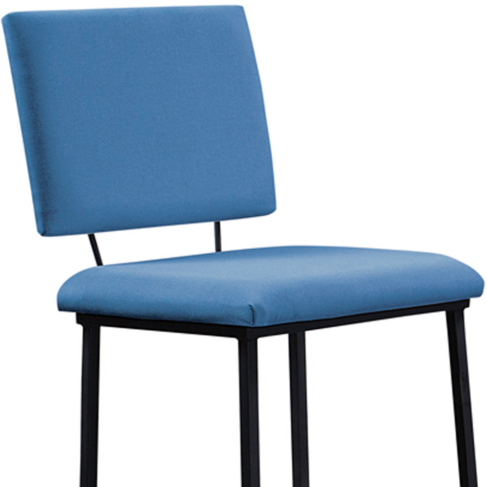 Banqueta Alta Base Em Aço Preto F109 Linho Azul Jeans Dmobiliario