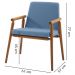 Cadeira Decorativa Base Madeira F56 Linho Azul Jeans Dmobiliario