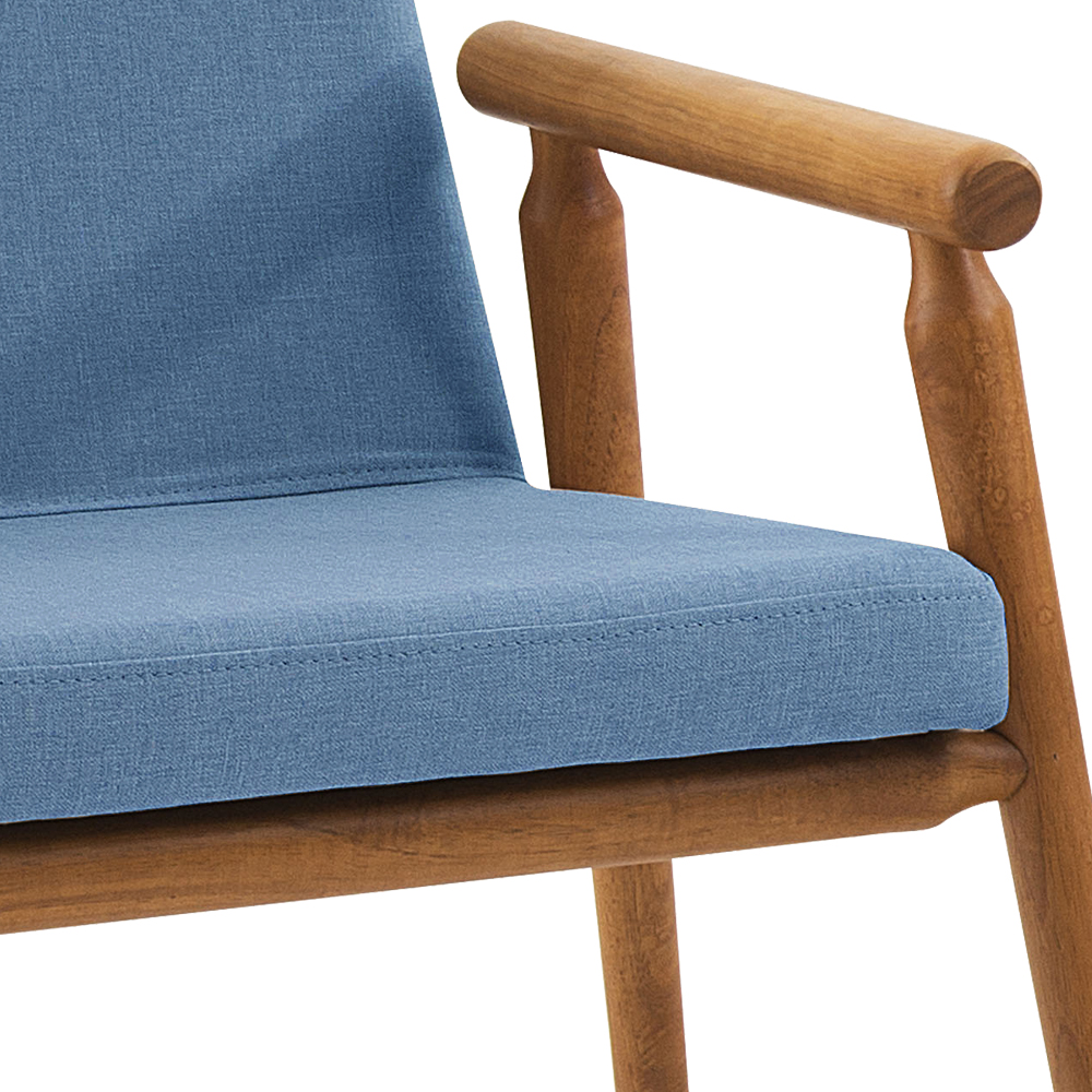 Cadeira Decorativa Base Madeira F56 Linho Azul Jeans Dmobiliario