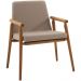 Cadeira Decorativa Base Madeira F56 Linho Bege Dmobiliario