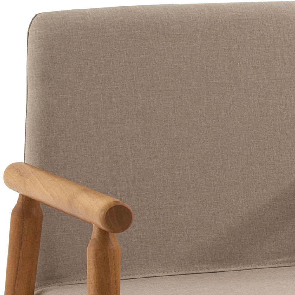 Cadeira Decorativa Base Madeira F56 Linho Bege Dmobiliario