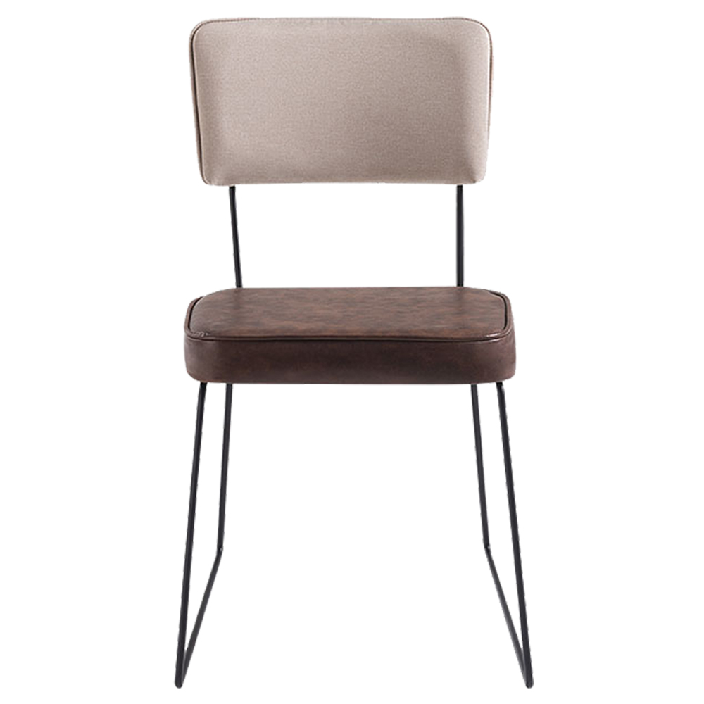 Cadeira Decorativa Pes Preto F53X1 Corano Marrom Linho Bege Dmobiliario