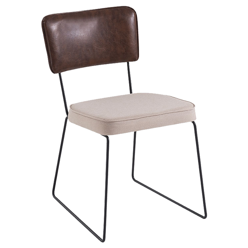 Cadeira Decorativa Pes Preto F53X1 Linho Bege Corano Marrom Dmobiliario