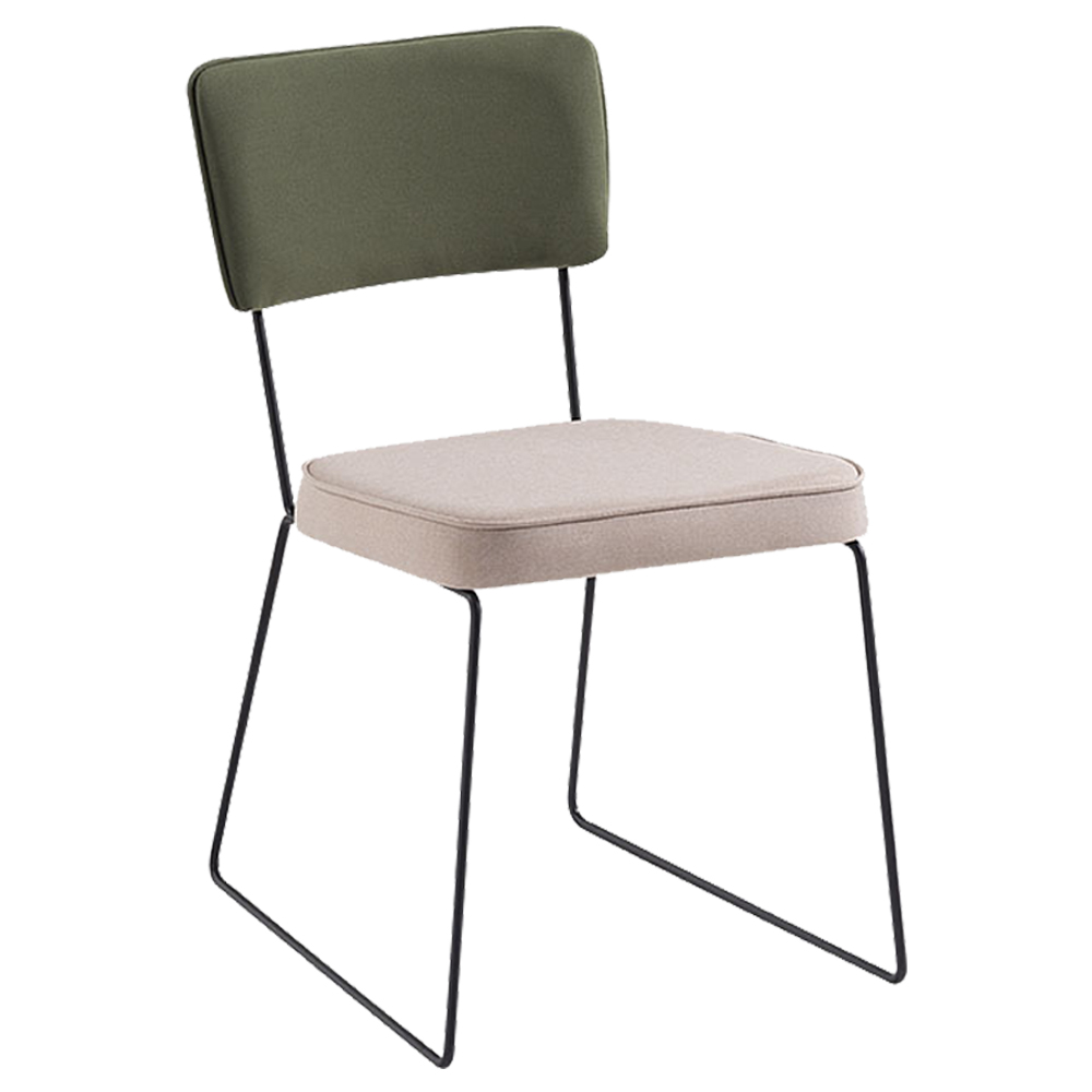 Cadeira Decorativa Pes Preto F53X1 Linho Bege Verde Dmobiliario