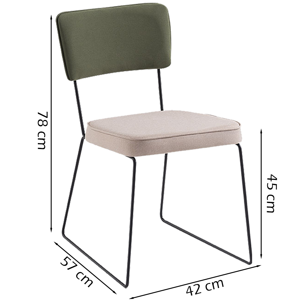 Cadeira Decorativa Pes Preto F53X1 Linho Bege Verde Dmobiliario