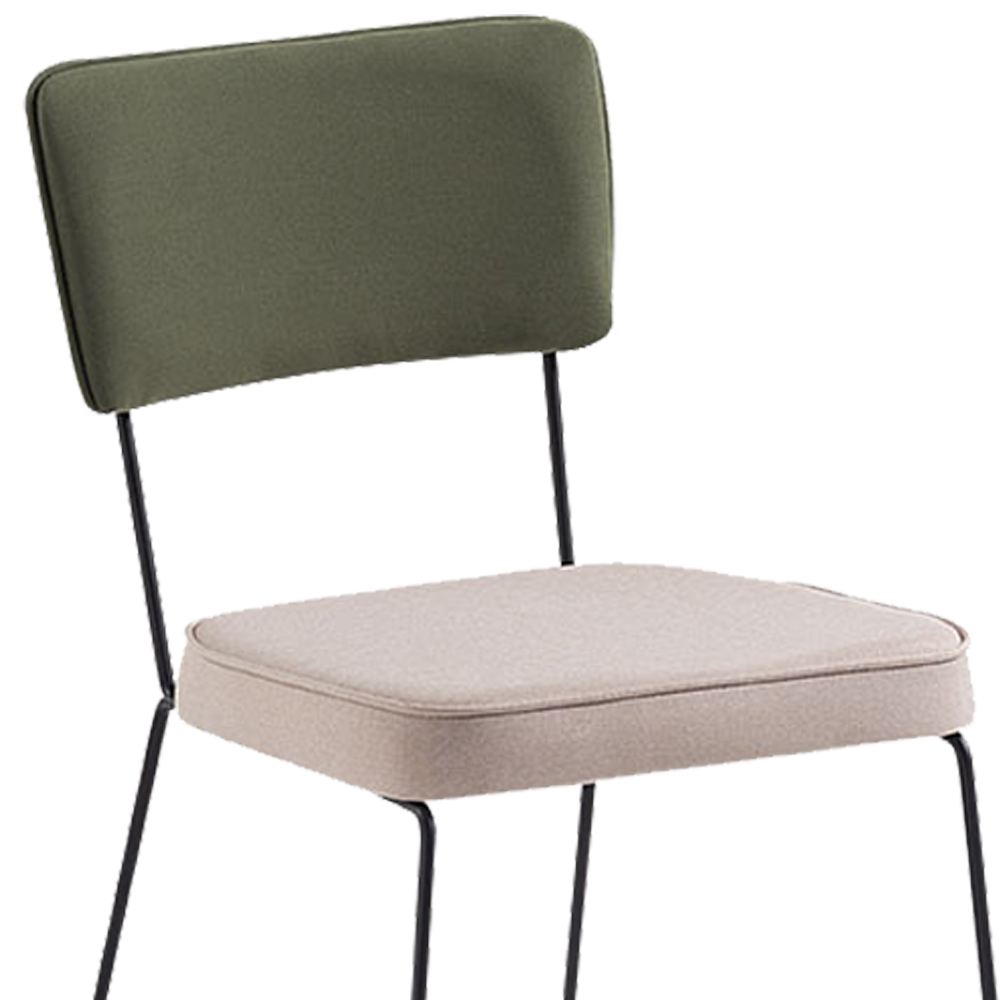 Cadeira Decorativa Pes Preto F53X1 Linho Bege Verde Dmobiliario