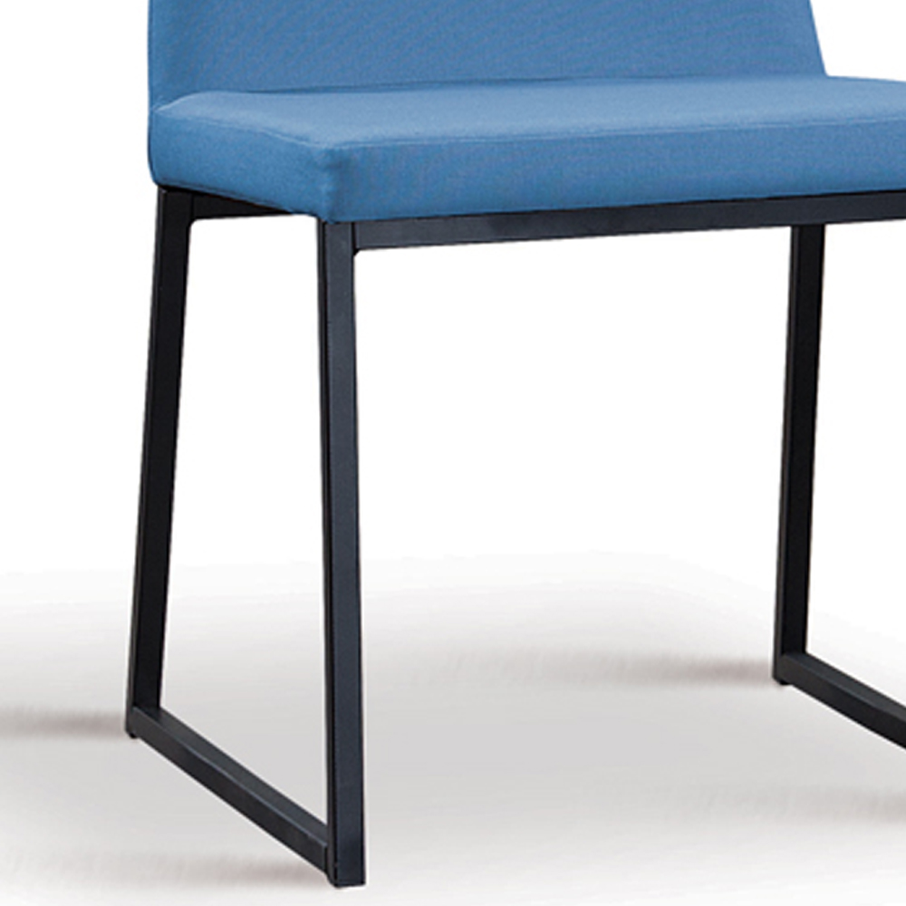 Cadeira Estofada Base Aço Preto F37 Linho Azul Jeans Dmobiliario