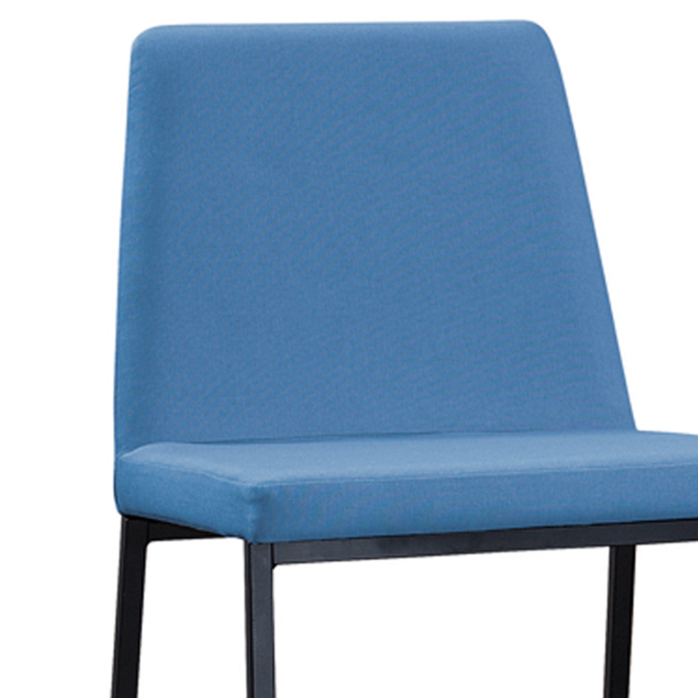 Cadeira Estofada Base Aço Preto F37 Linho Azul Jeans Dmobiliario