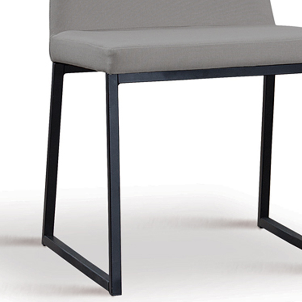 Cadeira Estofada Base Aço Preto F37 Linho Cinza Dmobiliario