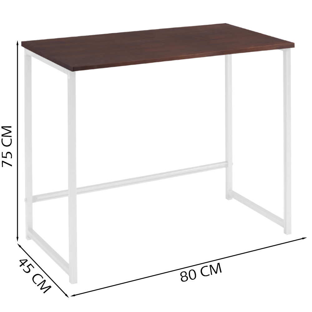 Escrivaninha F83 Madeira Taeda Castanho 80x75 cm Base Aço Branco Dmobiliario
