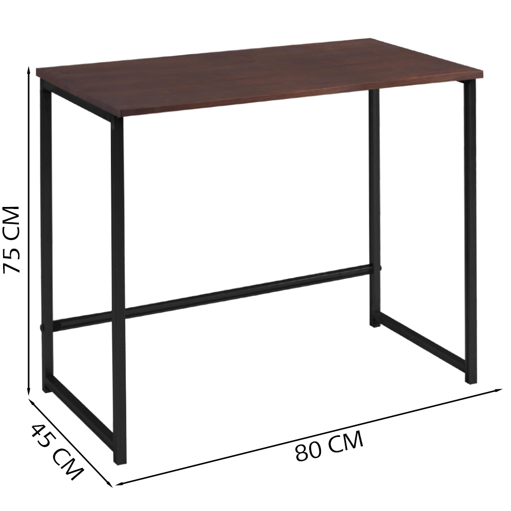 Escrivaninha F83 Madeira Taeda Castanho 80x75 cm Base Aço Preto Dmobiliario