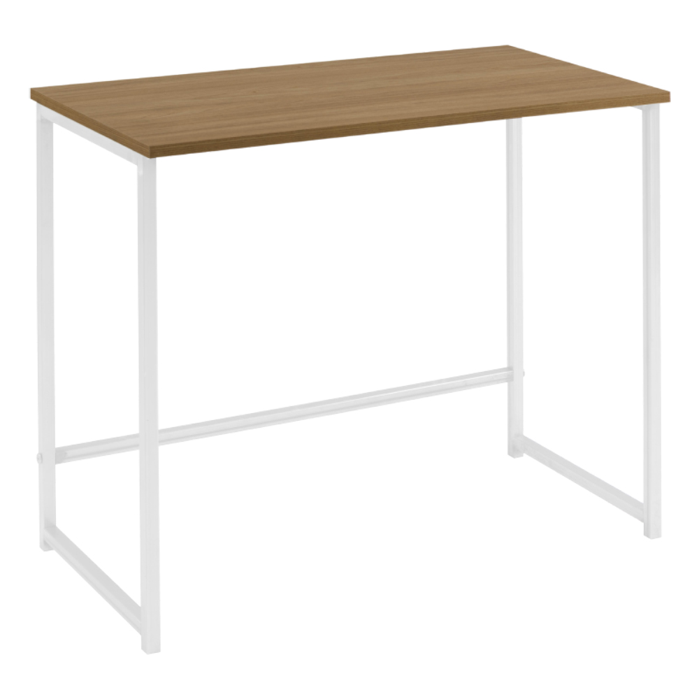 Escrivaninha F83 Madeira Taeda Mell 80x75 cm Base Aço Branco Dmobiliario