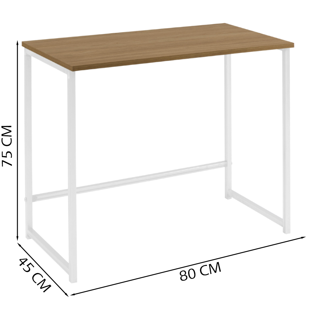 Escrivaninha F83 Madeira Taeda Mell 80x75 cm Base Aço Branco Dmobiliario