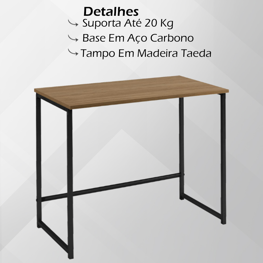 Escrivaninha F83 Madeira Taeda Mell 80x75 cm Base Aço Preto Dmobiliario
