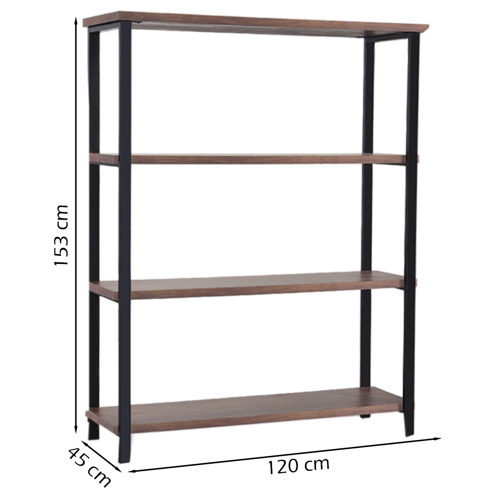 Estante Industrial Aço Preto 120x153 I12 Castanho Madeira Taeda Dmobiliario