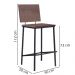 Kit 2 Banquetas Alta Base Aço Preto I01 Madeira Taeda Castanho Dmobiliario