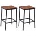 Kit 2 Banquetas Alta Base Aço Preto I02 Madeira Taeda Castanho Dmobiliario