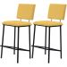 Kit 2 Banquetas Alta Base Em Aço Preto F109 Linho Amarelo Dmobiliario