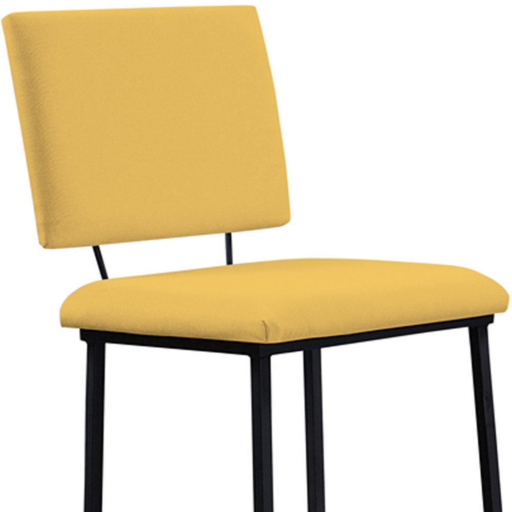 Kit 2 Banquetas Alta Base Em Aço Preto F109 Linho Amarelo Dmobiliario