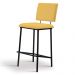 Kit 2 Banquetas Alta Base Em Aço Preto F109 Linho Amarelo Dmobiliario