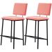 Kit 2 Banquetas Alta Base Em Aço Preto F109 Linho Coral Dmobiliario