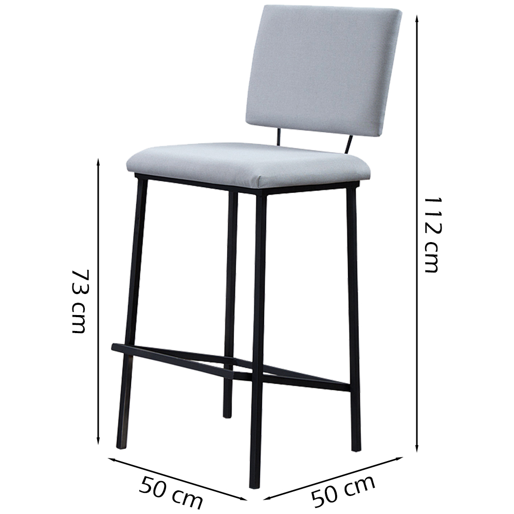 Kit 2 Banquetas Alta Base Em Aço Preto F109 Linho Gelo Dmobiliario