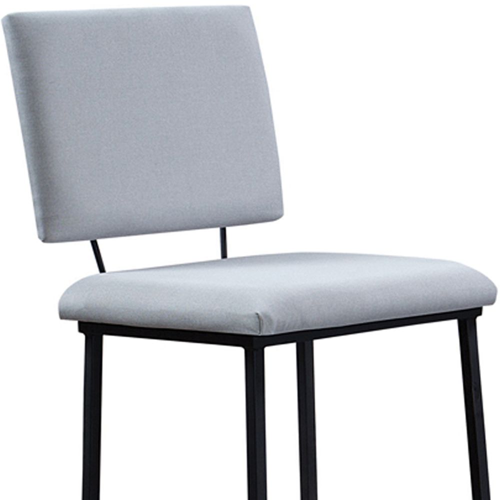 Kit 2 Banquetas Alta Base Em Aço Preto F109 Linho Gelo Dmobiliario
