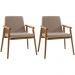 Kit 2 Cadeiras Decorativas Base Madeira F56 Linho Bege Dmobiliario