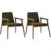 Kit 2 Cadeiras Decorativas Base Madeira F56 Veludo Verde Militar Dmobiliario