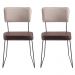 Kit 2 Cadeiras Decorativas F53X1 Corano Marrom Linho Bege Dmobiliario