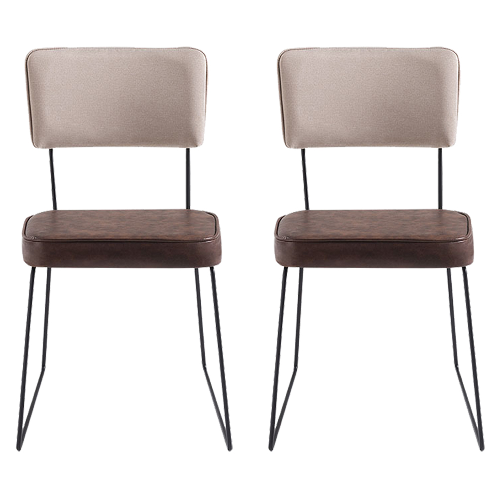 Kit 2 Cadeiras Decorativas F53X1 Corano Marrom Linho Bege Dmobiliario