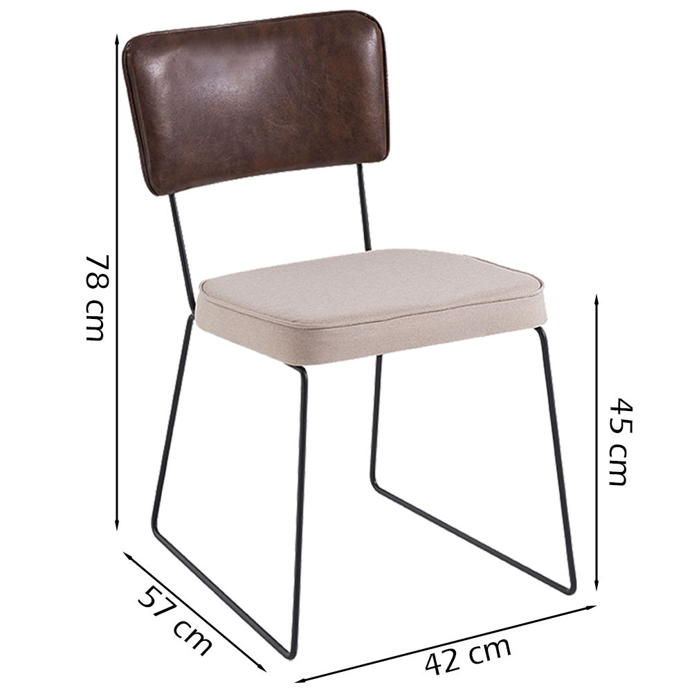 Kit 2 Cadeiras Decorativas F53X1 Linho Bege Corano Marrom Dmobiliario