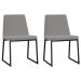Kit 2 Cadeiras Estofadas Base Aço Preto F37 Linho Cinza Dmobiliario