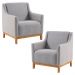 Kit 2 Poltronas Decorativa Base Madeira Mell 7045 Linho Cinza Dmobiliario