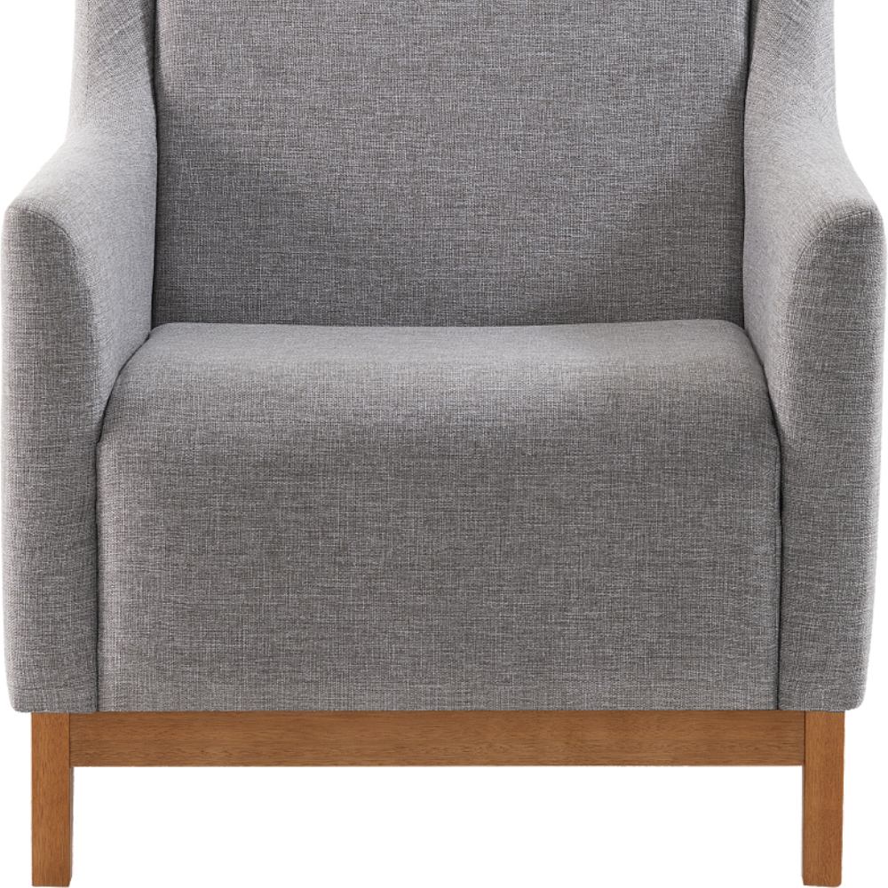 Kit 2 Poltronas Decorativa Base Madeira Mell 7045 Linho Cinza Dmobiliario