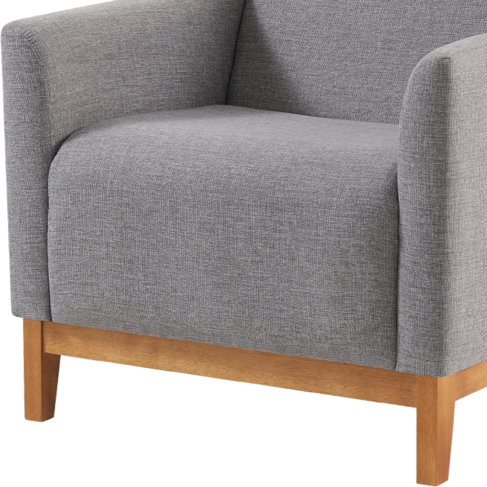 Kit 2 Poltronas Decorativa Base Madeira Mell 7045 Linho Cinza Dmobiliario